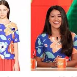 Kate Spade Ramona Top floral and stripe size 2